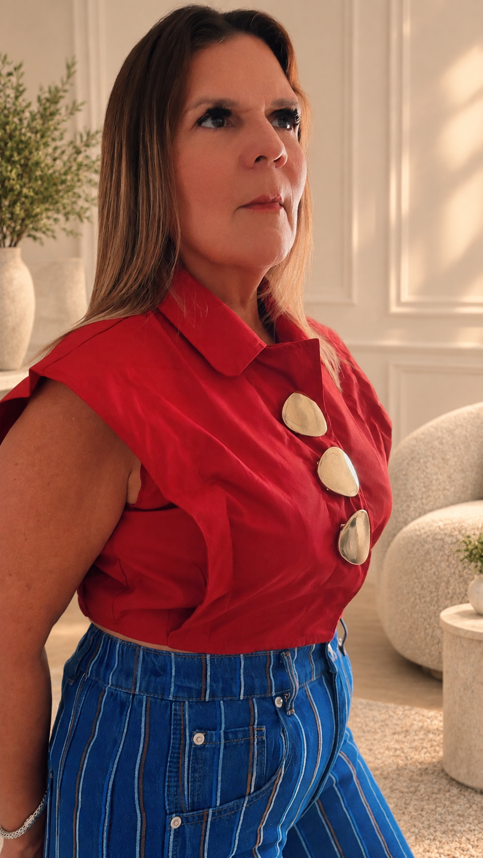 Statement embellished sleeveless top
