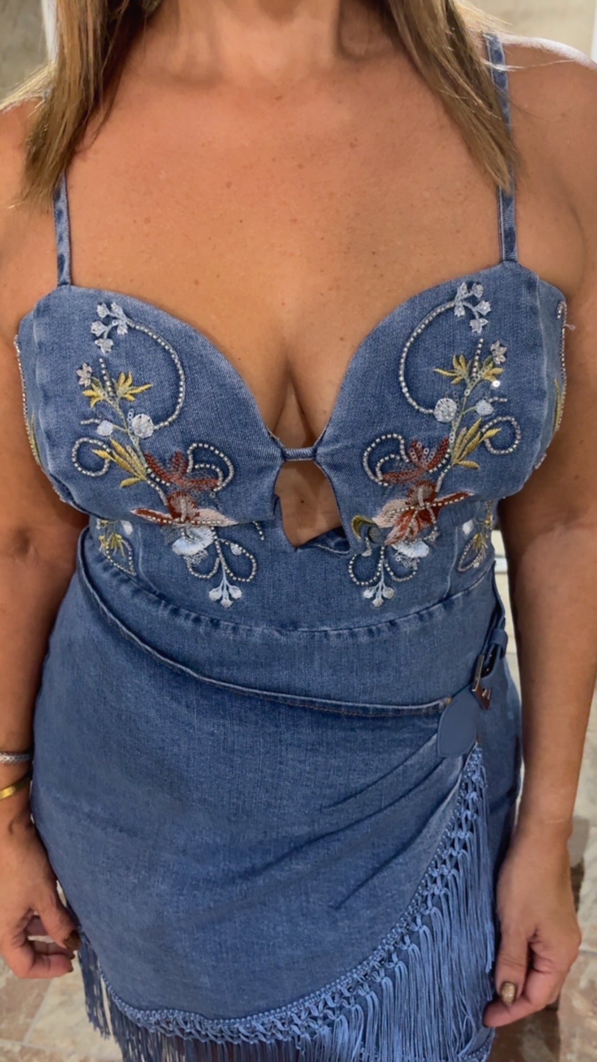 Fringe Denim Dress